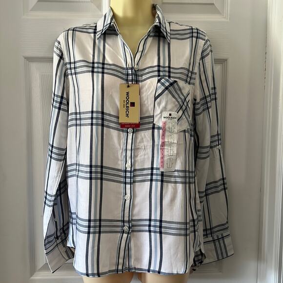 Woolrich White & Blue Plaid Blouse various sizes - Picture 1 of 12
